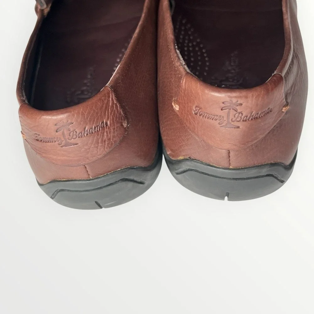 Tommy Bahama Men’s Brown Leather‎ Slip-On Driving Loafers Moc Toe Size 9 D